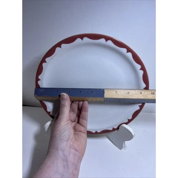 Mayer Restaurant Ware China Dinner Plate 9.5" & Plate 6.25"  Crest Wave Red Vtg - Picture 5 of 10